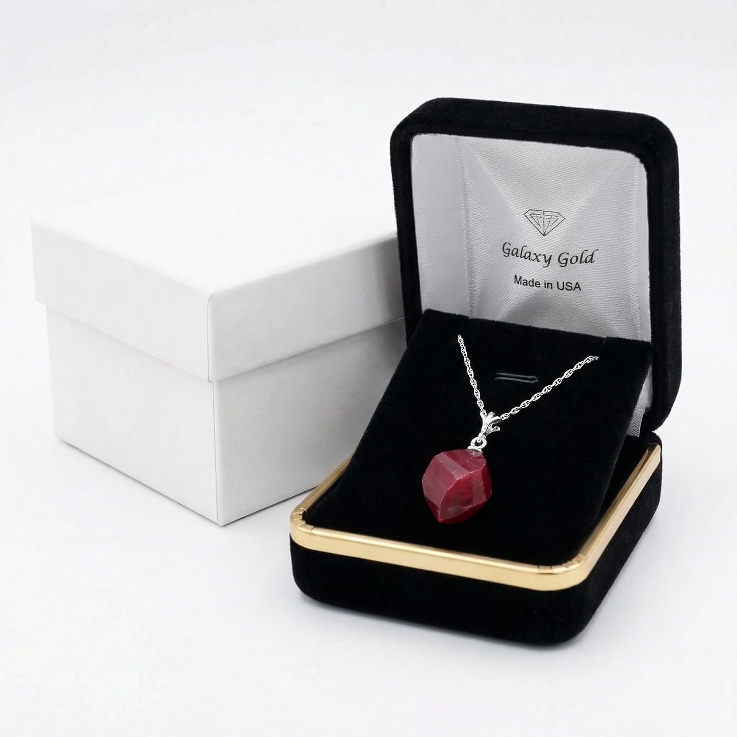 Galaxy Gold GG 14K Yellow Gold Natural Ruby Necklace - July Birthstone - Passion & Protection - 16" to 24" - Fine Jewelry for Women
