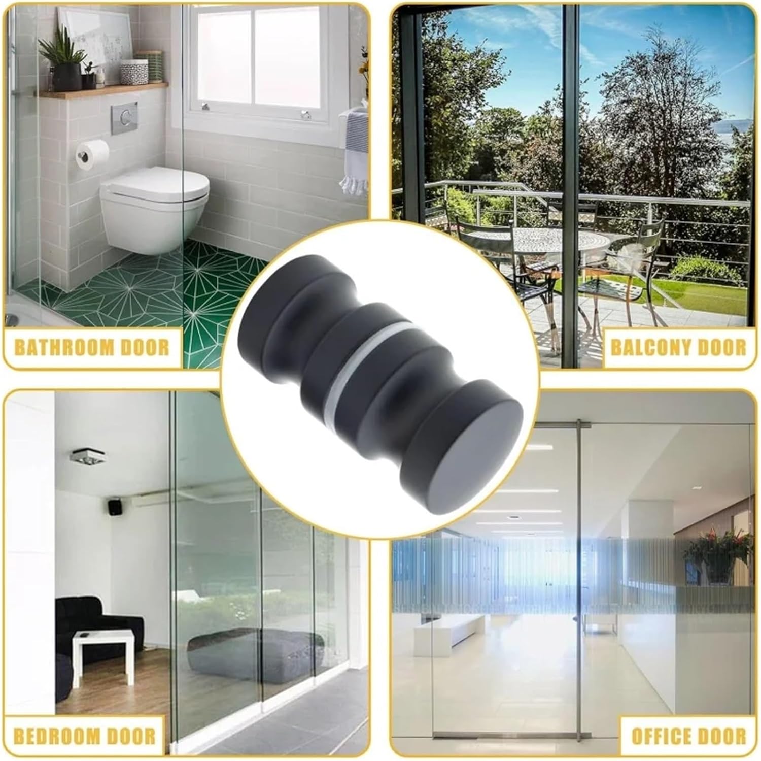 Double Sided Pull Hardware Replacement Parts for Bathroom(Aluminum Black)