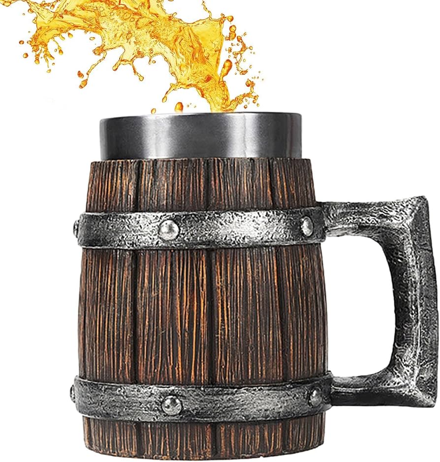 Amazon.co.jp: 600ml 男性用木製ビールジョッキカ、ップ ビアジョッキ