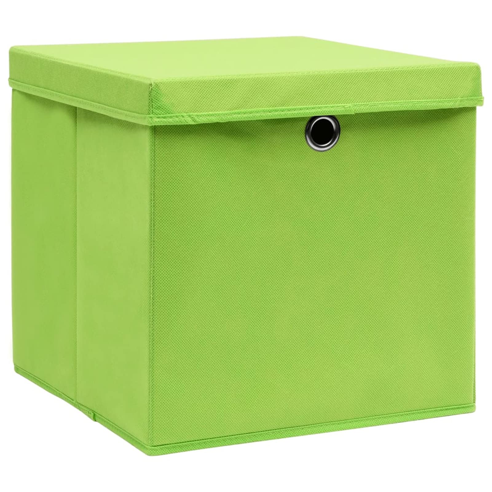 Tidyard 10 STK. Aufbewahrungsbox mit Deckeln Zusammenklappbar Spielkiste Regalkorb Faltkiste Korb Kinderbox Faltbox Box Kiste Vliesstoff 28x28x28 cm Grün