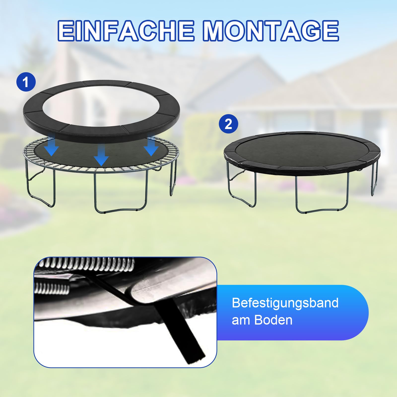 Storystore Trampolin Randabdeckung 306cm Außendurchmesser Federabdeckung Trampolin Umrandung Wetterbeständig UV-beständig Reißfest Trampolinzubehör Randschutz