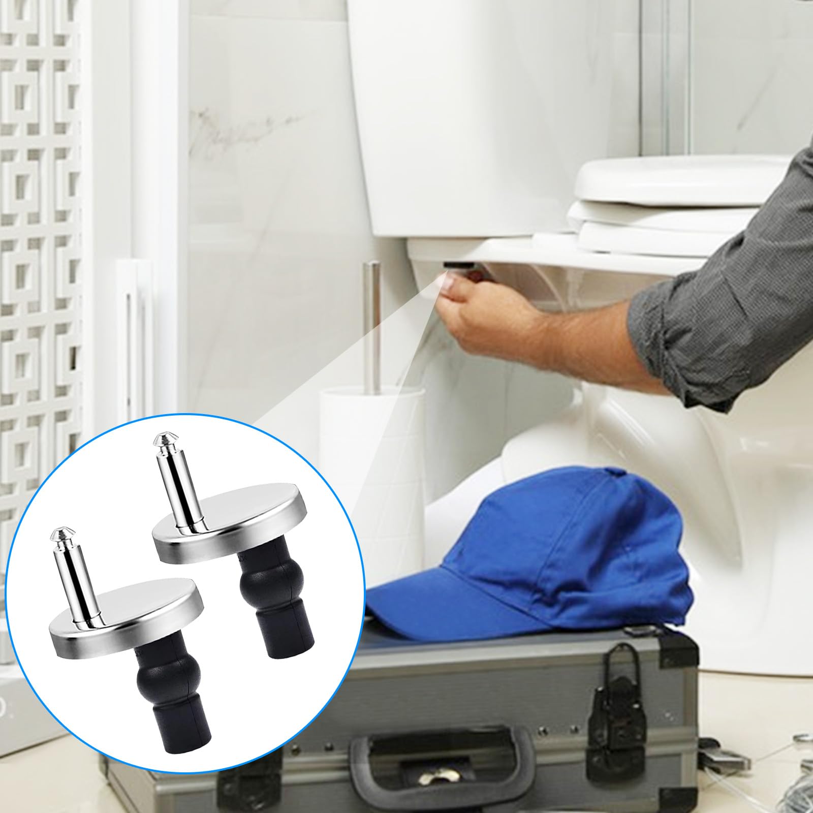 WC Sitz Befestigungsset | 2 Stück | Von Oben Montierbar | Edelstahl 304 & Gummi | Universal Für Toilettensitze