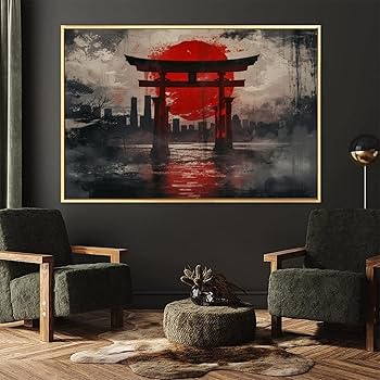 Amazon.co.jp: 絵画 神社鳥居 アートパネル ポスター 古代寺院