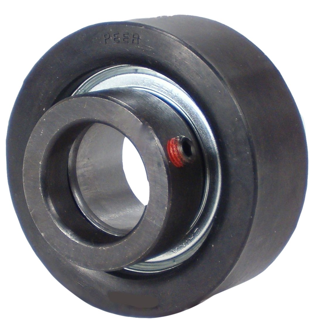 Peer Bearing LRCSMRFZ-19L Rubber/Cast Iron Cartridge Unit, Narrow Inner Ring, Eccentric Locking Collar, Single Lip Seal, 1-3/16" Bore, 2-17/32" Cylindrical OD, 1-7/8" ID