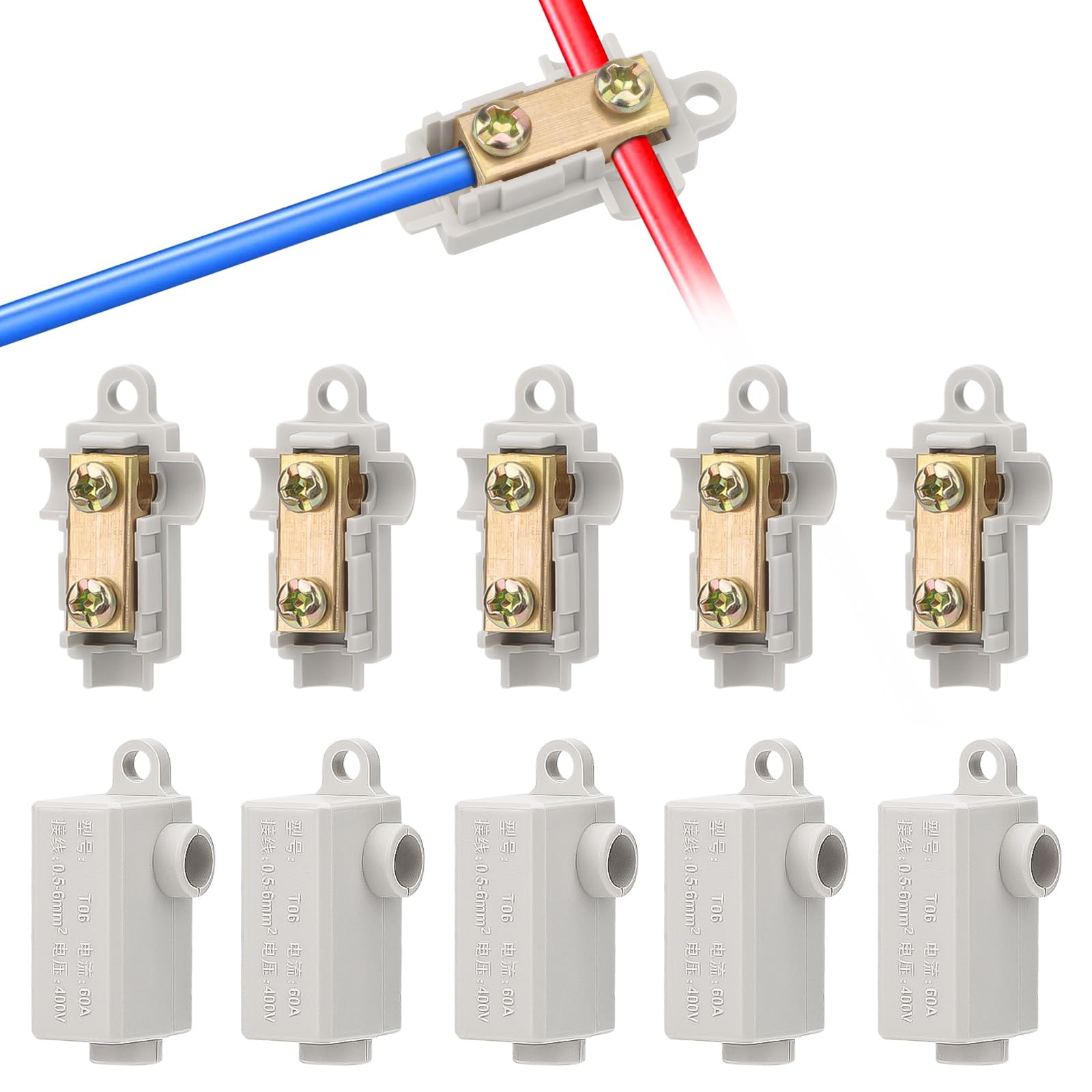 Linkstyle 10PCS 10 AWG Gauge T-Type Wire Connector Nut Kit, 60A Quick Wiring Connection Terminal, Splicing Quick Wiring Connection Terminal