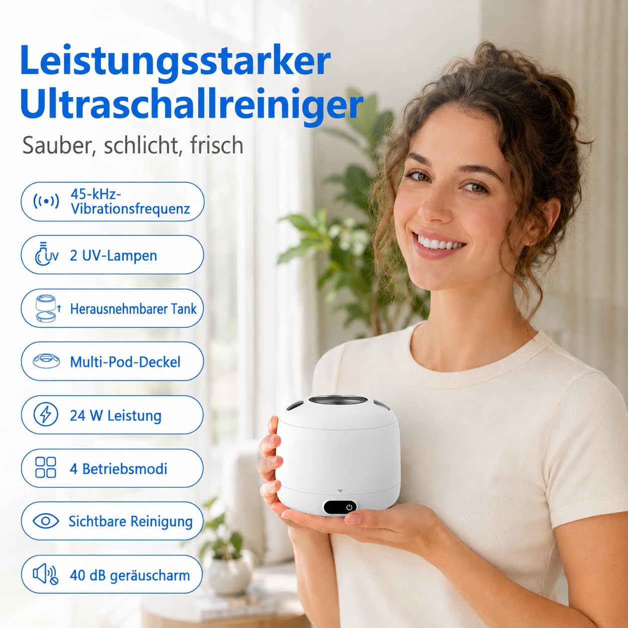 Voraiya Ultraschallreiniger für Zahnersatz, abnehmbarer Tank, Zahnprothesen
