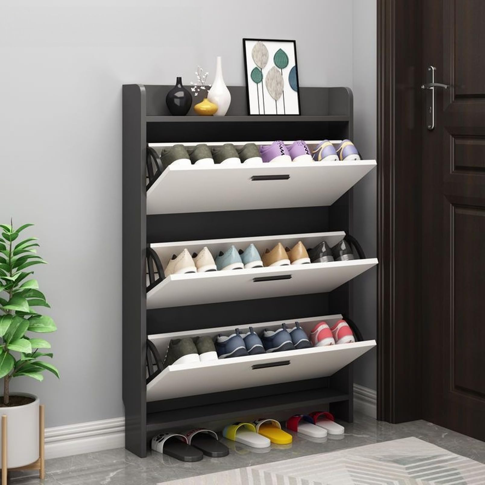 Amazon｜靴箱 シューズラック 幅80cm スリム 奥行13cm 下駄箱 シューズ