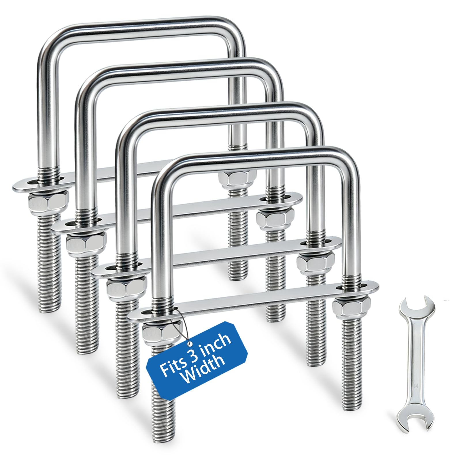 M10 Stainless Steel U-Bolts - 4 Sets -10