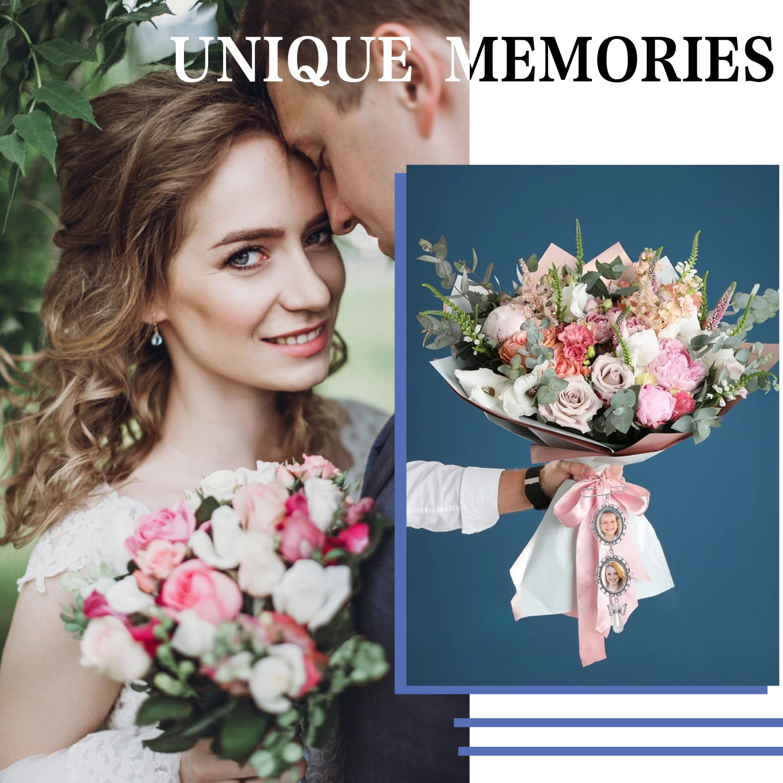 TRKETK 2 Pezzi Ciondoli per Foto di Bouquet da Sposa, Ciondoli Per Matrimonio Ovali In Pizzo