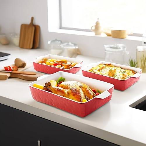 Miniatura 7 de Cacerola para horno, platos de cerámica para hornear, bandeja para lasaña con asas, bandeja para hornear de porcelana profunda, utensilios para