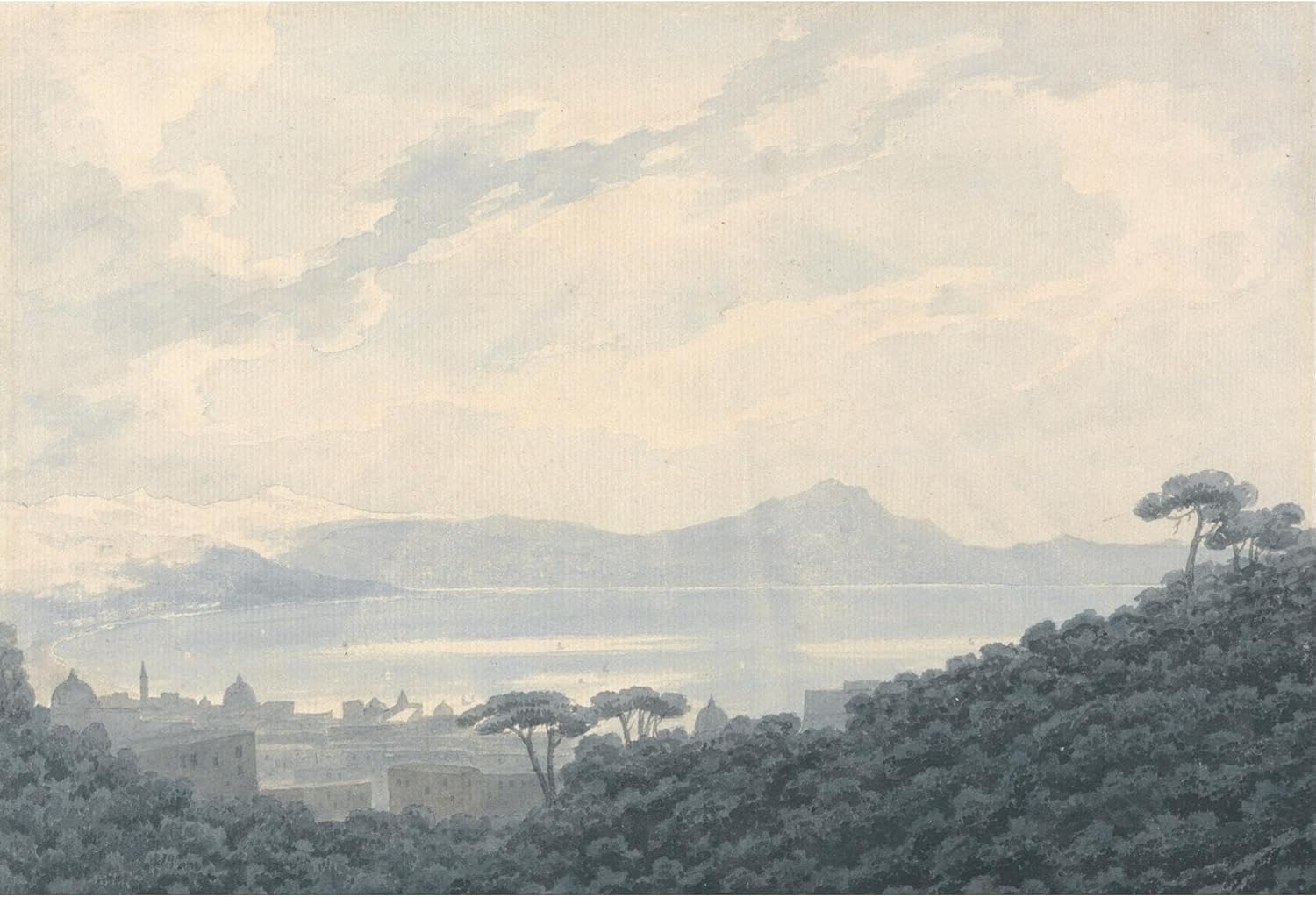 ArtDirect The Bay of Naples from Capodimonte, Italy Unframed Art Print Giclee Poster by John Robert Cozens - Ready for Framing with Customization Sizes 10x7, 14x10, 20x14, 36x24, 48x33 and 60x41 inches