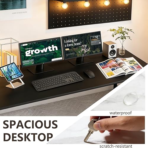 Miniatura 4 de BestOffice Escritorio para computadora, escritorio de oficina en casa, estilo moderno y simple para oficina en casa, estudio y escritura (negro, 55