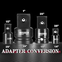 Vista 4 de AOBEN Juego de 8 adaptadores y reductores de impacto, 1/4, 3/8, 1/2" Adaptador de enchufe SAE, Kit de conversión de destornillador de impacto