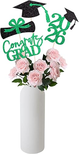 Miniatura 14 de Centros de mesa de graduación de clase 2026 para mesa, centros de mesa de fiesta 2026, suministros de fiesta, decoración de fiesta de graduación