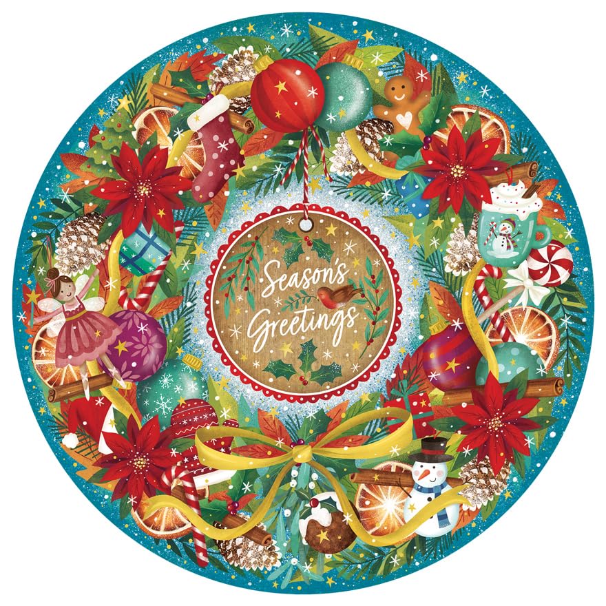 Gibsons Seasons Greetings 500 Piece Circular Jigsaw Puzzle for Adults Challenging Christmas Wreath Design Festive Gift Eco-Friendly 100% Recycled Board Premium Puzzle by Gibsons Games - Image 4