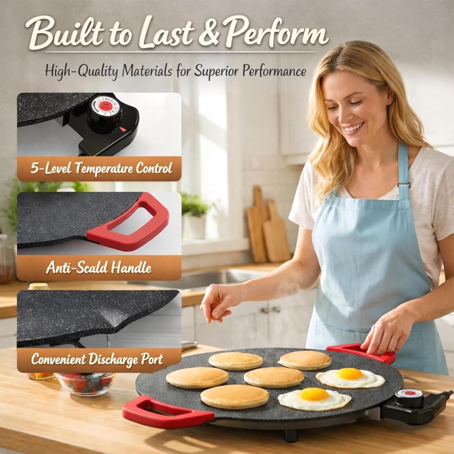 Portable Nonstick Korean BBQ Grill, 2-in-1 Compact Electric Skillet for Steaks, Pancakes & Tortillas, Easy Clean 14-Inch Indoor Smokeless Grill
