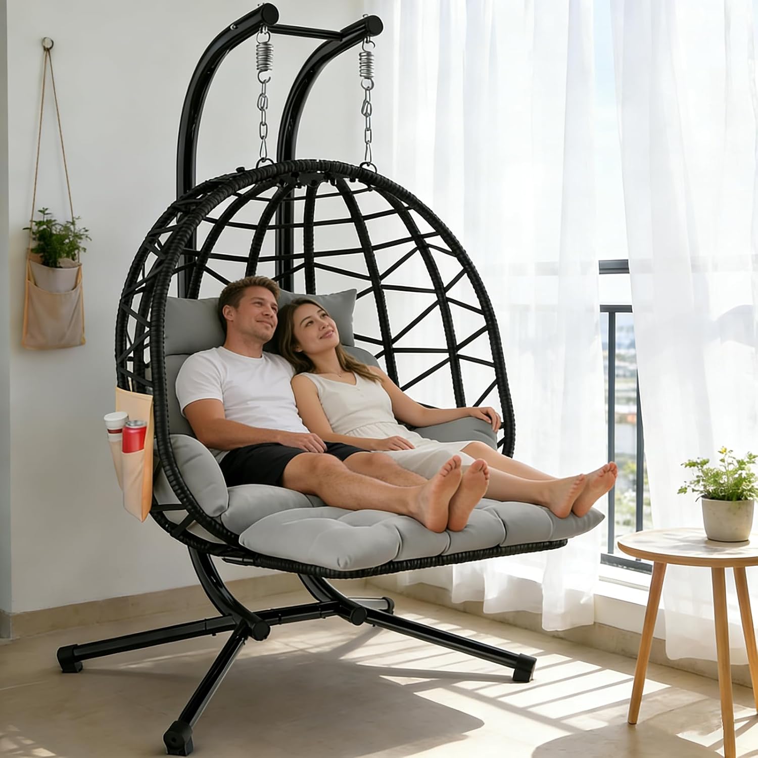 Suteck Double Hanging Egg Chair Review: 2-Person Patio Swing with Stand for Garden Relaxation