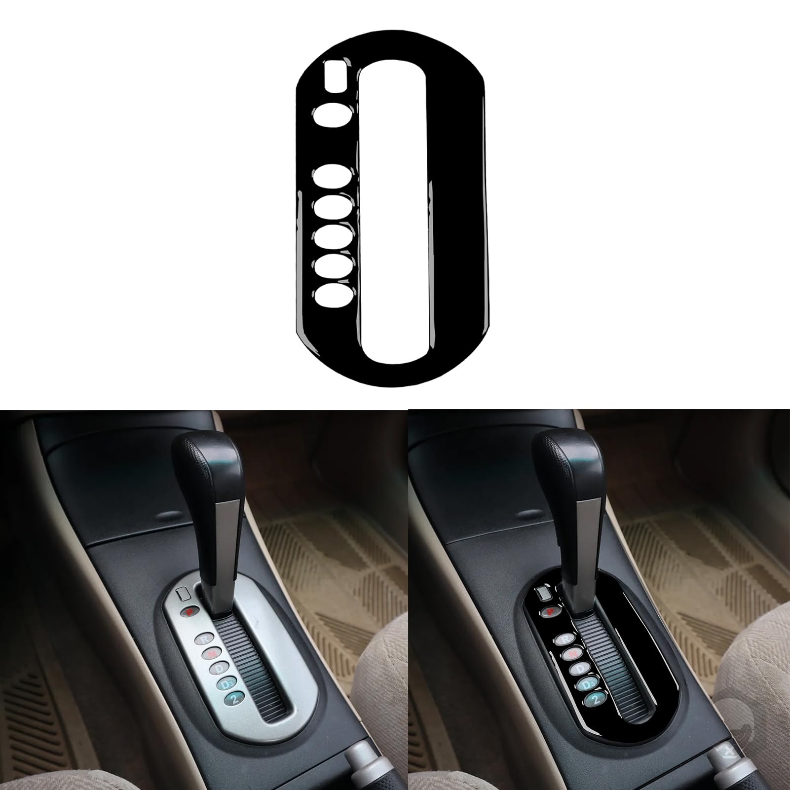 PJFUS Glossy Piano Black Car Center Console Automatic Gear Shift Transmission Control Panel Trim Sticker Auto Interior Accessories Compatible with