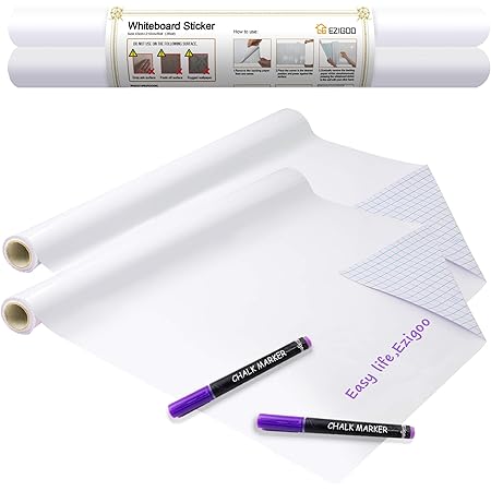 Ezigoo Whiteboard Aufkleber Selbstklebende Whiteboard Papier Wandaufkleber 43 X 210cm 2 Rollen Memotafel Abziehbare Tapetenaufkleber Furs Buro Zuhause Und Die Schule Mit 2 Kreidestiften Amazon De Burobedarf Schreibwaren