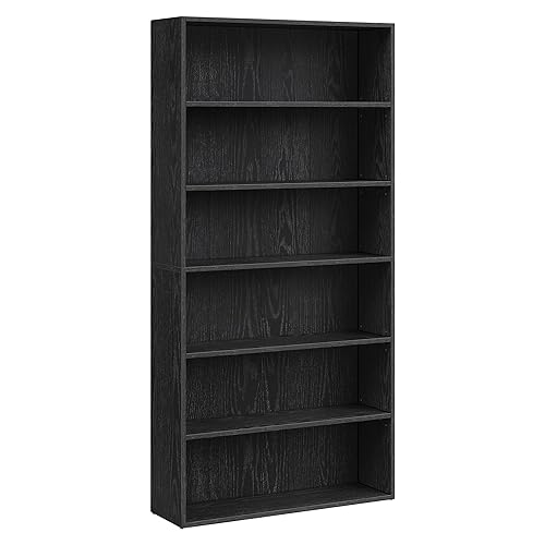 VASAGLE Custos Collection - Bookshelf, 6-Tier Bookcase, Book Shelf, Open Storage Shelf, 9.4 x 31.5 x 63.3 Inches, for Living Room, Home Office, Dining Room, Ebony Black ULBC412B01 - 1 Pack - 6 Tiers (31.5"W) - Ebony Black