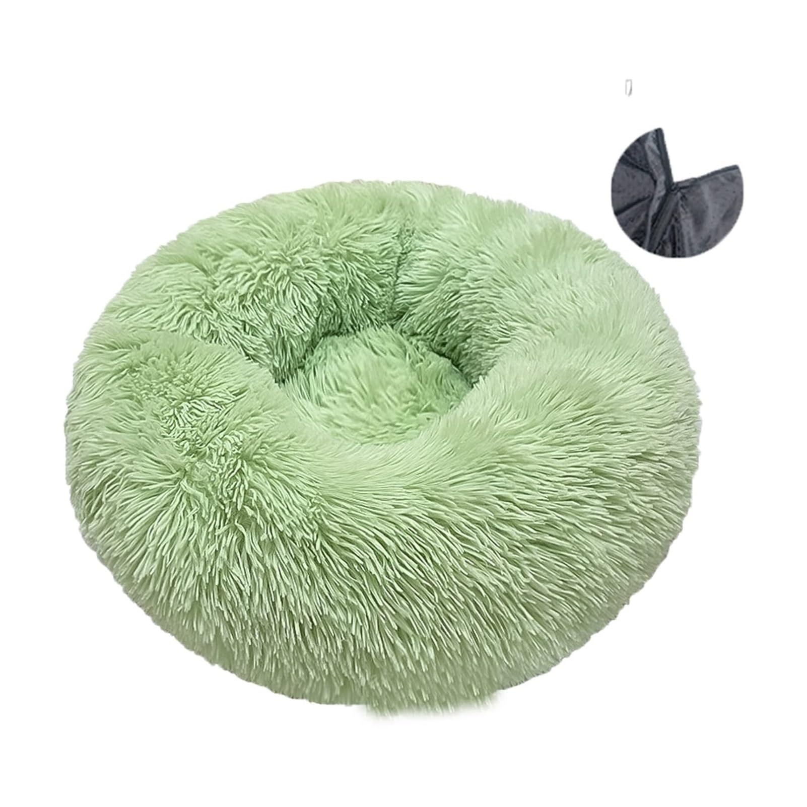 Panier rond pour chien en fausse fourrure : lit haut de gamme antidérapant beige
