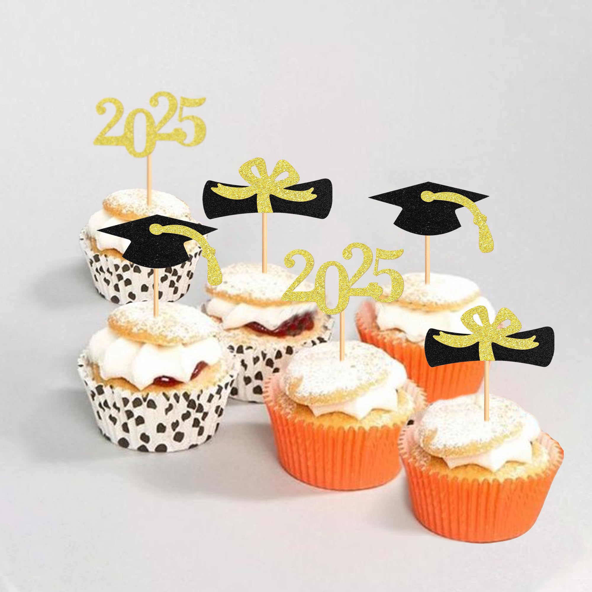 Xsstarmi 1 Decoración Para Tartas De Graduación 2023 Con Tapa De Graduación  Con Purpurina Dorada, Diploma, image size:2000x2000