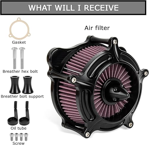 Miniatura 5 de PSLER Filtro de aire de turbina de motocicleta Filtro de admisión para Touring FLHR Road King FLHX Street Glide FLTR 2008-2016, para FLS Softail