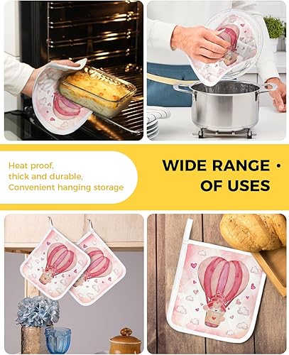 Miniatura 5 de 3 Packs Valentine's Gnomes Pot Holders Sets for Kitchen,Oven Pan Plate Bowl Pads Heat Proof Mat with Hanging Loop,Thick Terry Cloth Potholders Soft