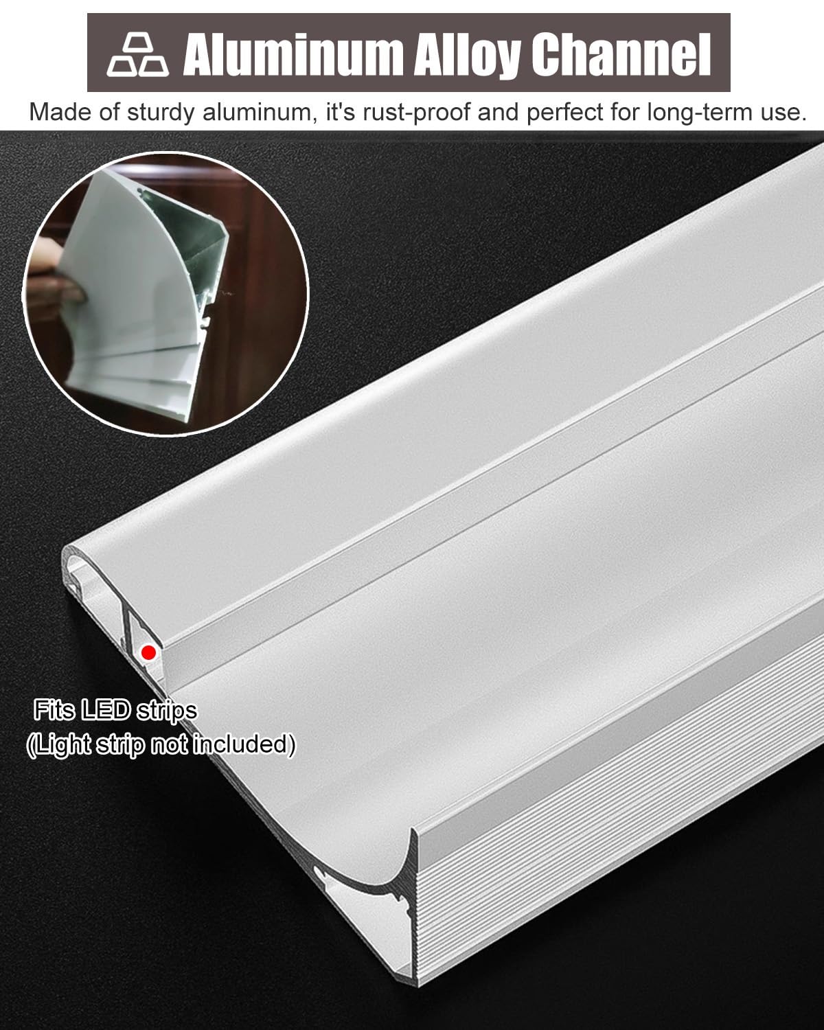 Canal de iluminación indirecta LED, perfil de aluminio para montaje en superficie, diseño de montaje en pared para sala de estar y pasillo