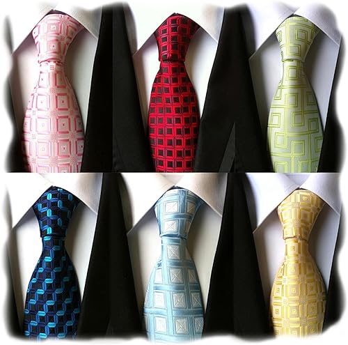 Vista 127 de WeiShang Lote de 6 corbatas clásicas de seda para hombre, corbatas tejidas jacquard