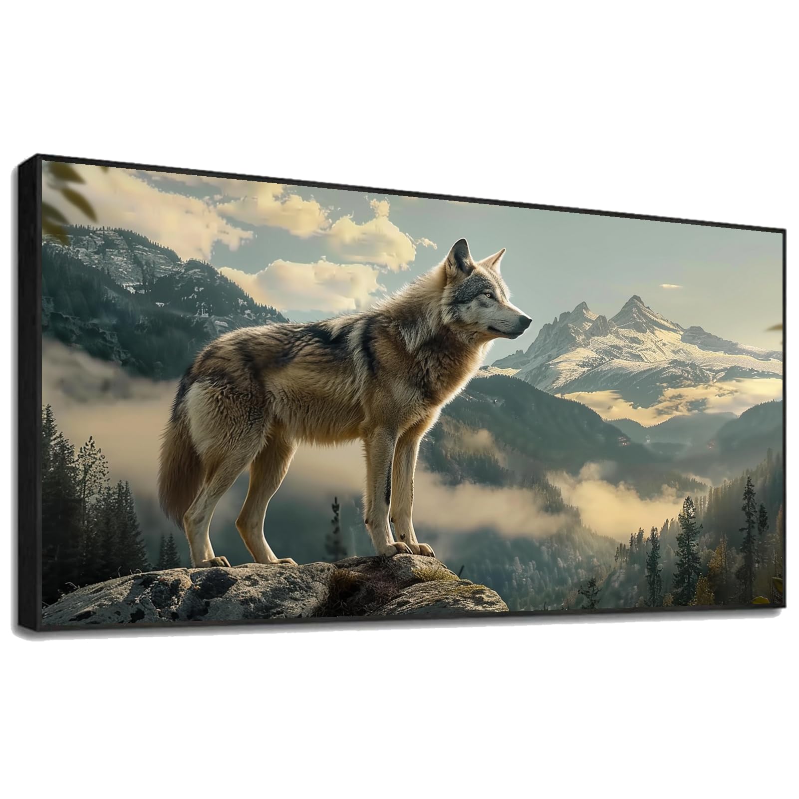 Wolf Canvas Wall Art,Wildlife Wall Art,Wolf Wall Art,Animal Wall Art,Mountain Wall Art,Large Wall Art for Living Room,Office,Entryway,Bedroom,Ready to