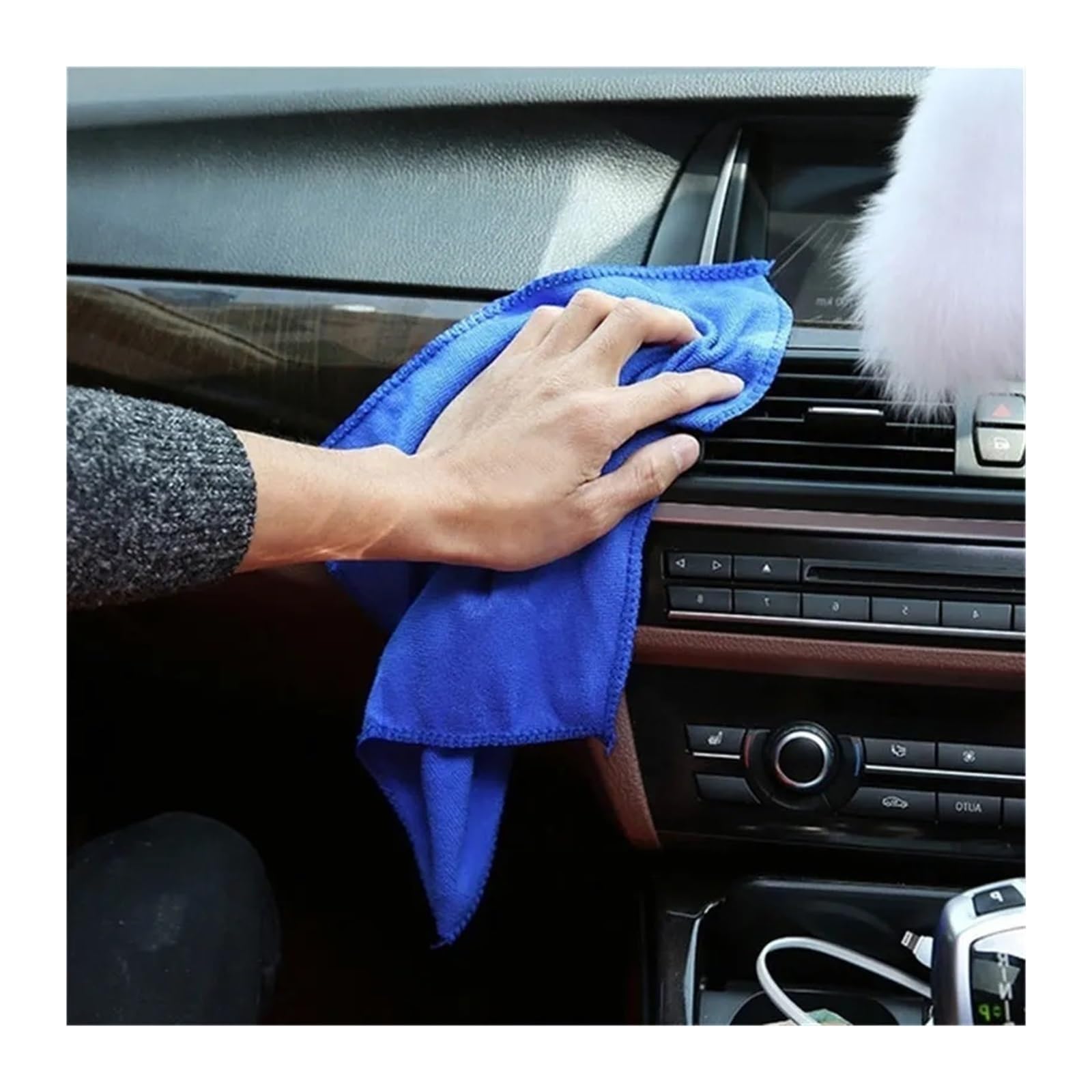 Super Absorbent Microfiber Cleaning Cloths - Lint Free Reusable Towels for Car Windows and Home Use Blue 100pcs — view 3