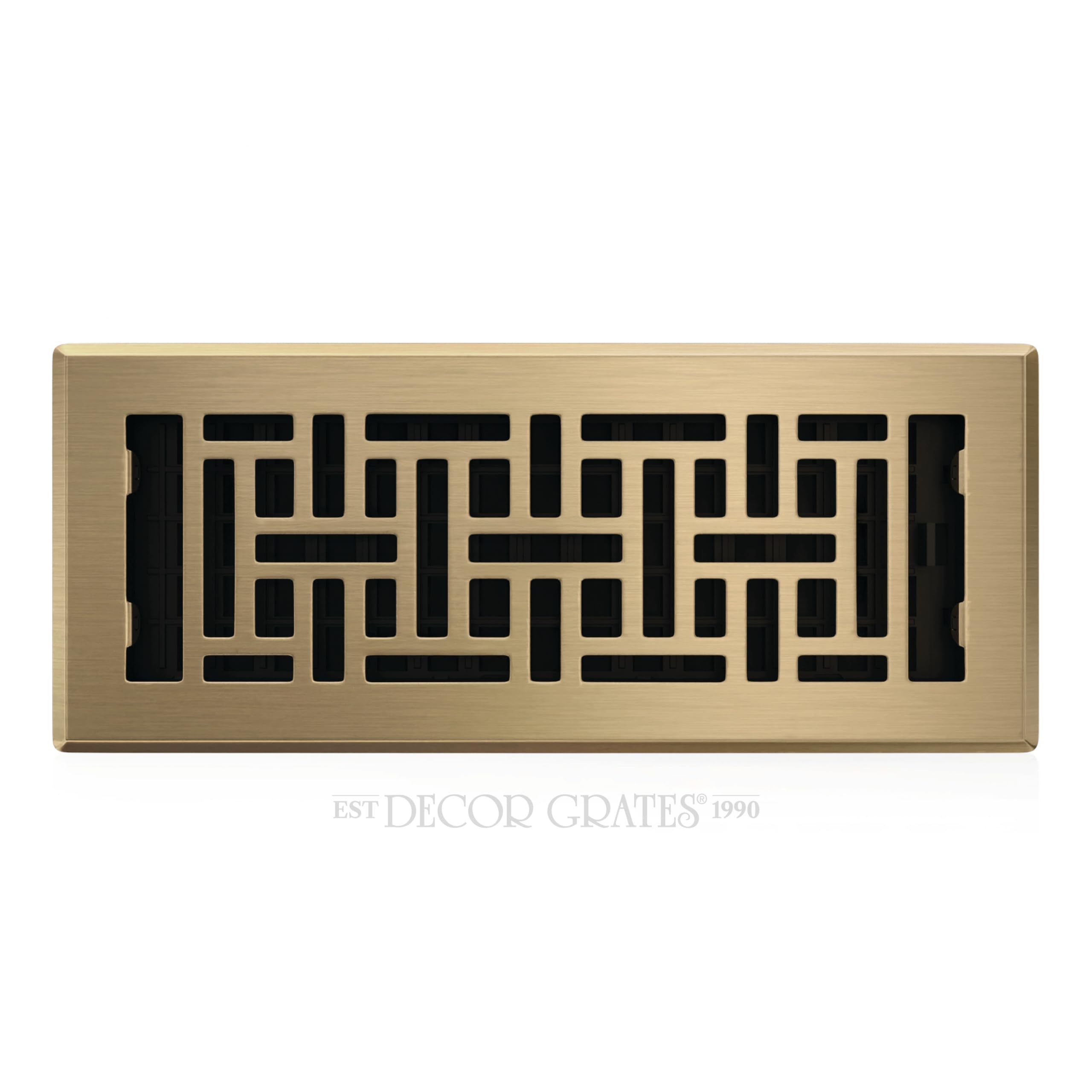 Decor Grates AJH412-A Oriental Floor Register, 4x12 Inches, Antique Brass Finish