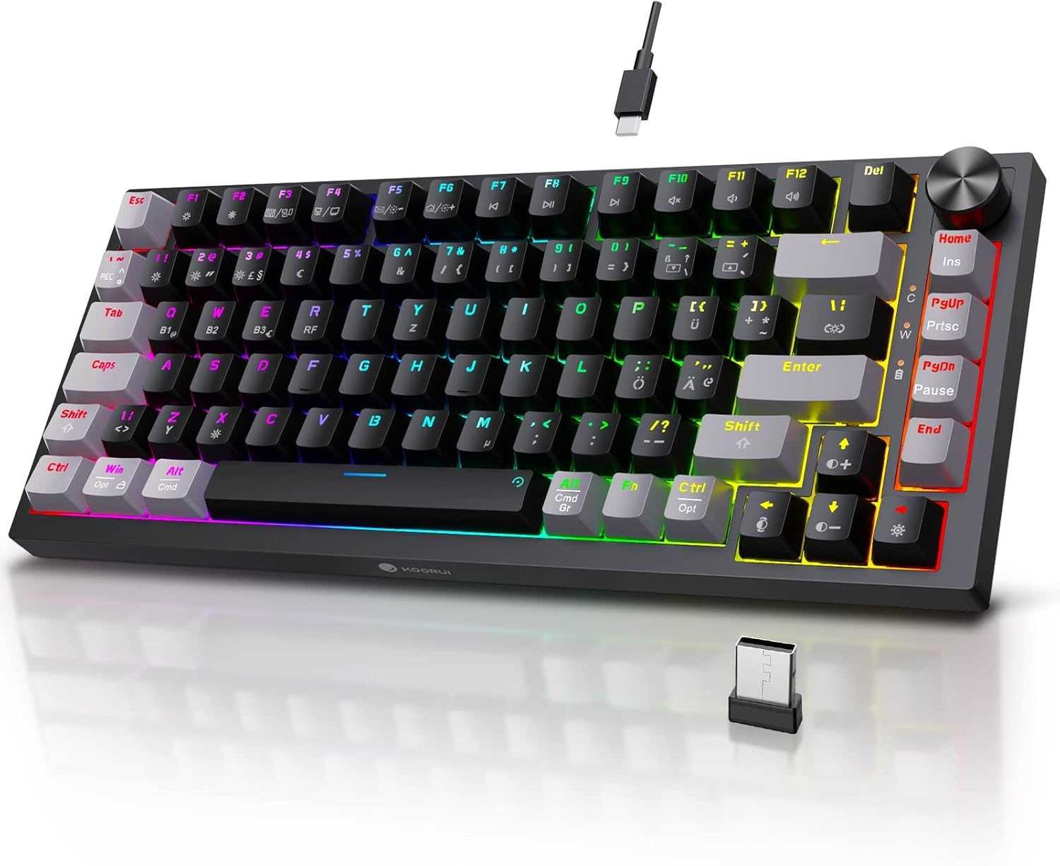 KOORUI Gaming Keyboard, Mechanical Keyboard Wireless / Wired Compatible