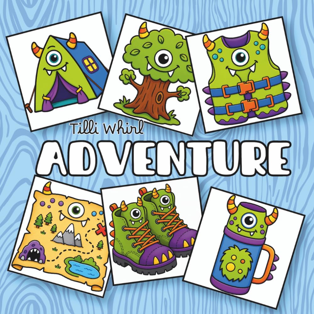 Cozy Adventure Elements: Bold and Easy Monster Themed Adventure Coloring Book