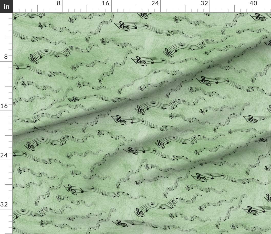 Spoonflower Fabric - Music Notes Green Musical Band Printed on Petal Signature Cotton Fabric by The Yard - Sewing Quilting Apparel Crafts Decor