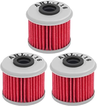 AHL 116 Oil Filter for Honda TRX450R TRX450 R 444 2004-2005 CRF450R CRF250R CRF150R 15412-MEB-671,15412-MEN-671,8000 A7019, 2521231 (Pack of 3)