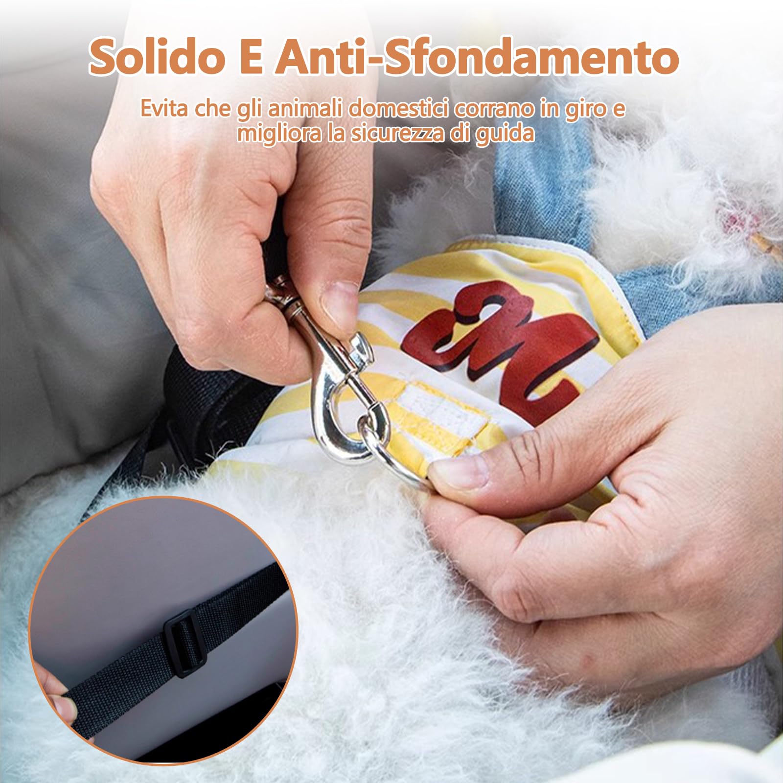 Galatée Seggiolino Auto Per Animali, Seggiolino Auto Per Cani, Borsa Per Cani Con Corda Di Sicurezza, Borsa Trasportino Alla Moda Per Animali Con Ampie Tasche(Grigio)