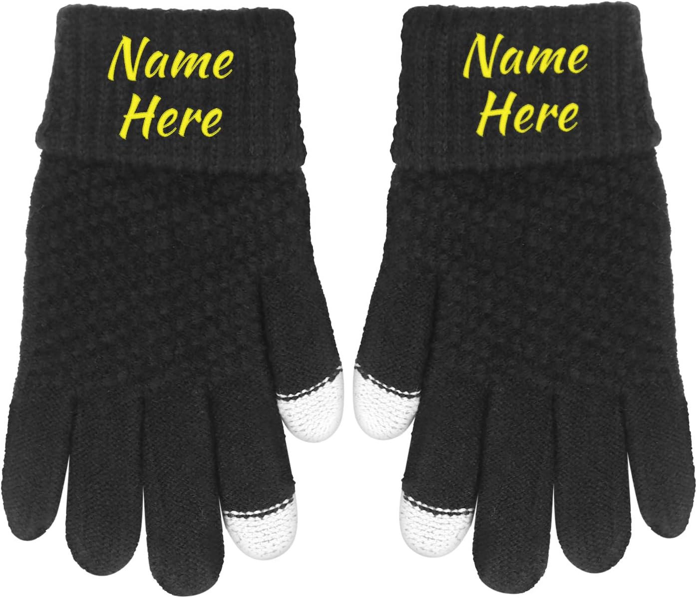 Dinikally Personalisierte Bestickt Winter Name Handschuhe Touchscreen  Handschuh Fr Mann Frauen (gelb) : Amazon.de: Fashion