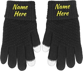 Personalized Embroidered Winter Name Gloves Custom Touch Screen Glove For Man Women