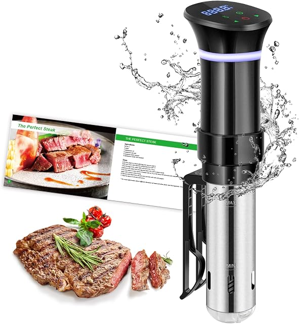 Sous Vide Cooker, 1000W Sous Vide Precision Cooker, Immersion Circulator Sous Vide Machine, Accurate Temperature and Time Control Sous Vide Cookbook Included