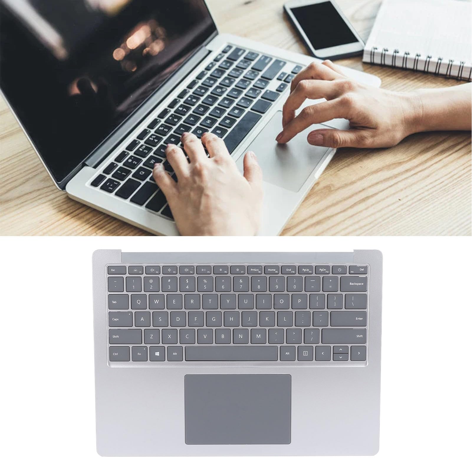 Generic Laptop Palm Rest Keyboard -Touchpad Montaż, Wygodne staż Klawiatury Laptop Palm Resort dla Akcesoriów (SILVER)