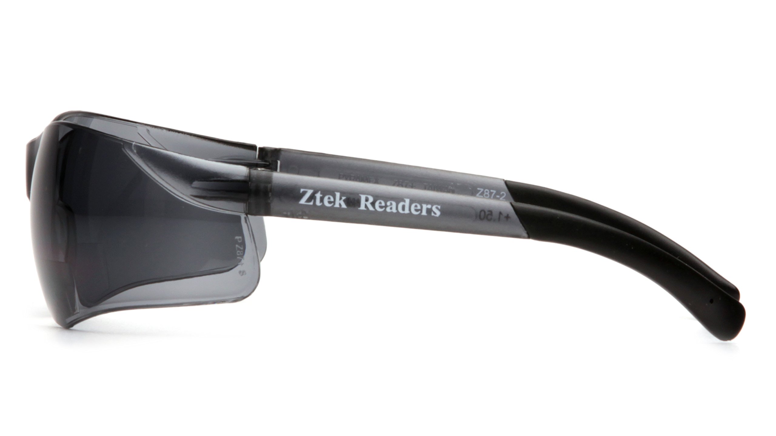 Pyramex S2520R25 Ztek Gafas de seguridad 2.5 lector bifocal, lente gris, marco gris, ANSI Z87+