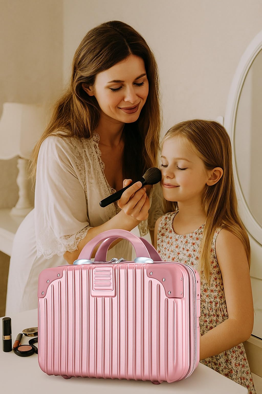 SUNBEET Makeup Case Suitcase, Mini Bag, Mini Hard Shell Travel Luggage, Women Portable Water Proof Carrying Suitcase, Organizer Bag, Small Hard Shell Cosmetic Luggage, Water Proof 4