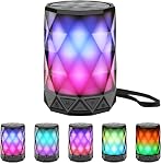 LFS Portable Bluetooth Speaker with Lights, Night Light LED Wireless Waterproof Speaker, Multicolor LED Auto-Changing, Micro SD Card TWS Wireless Stereo Pairing, for Outdoor, Travel, Home
