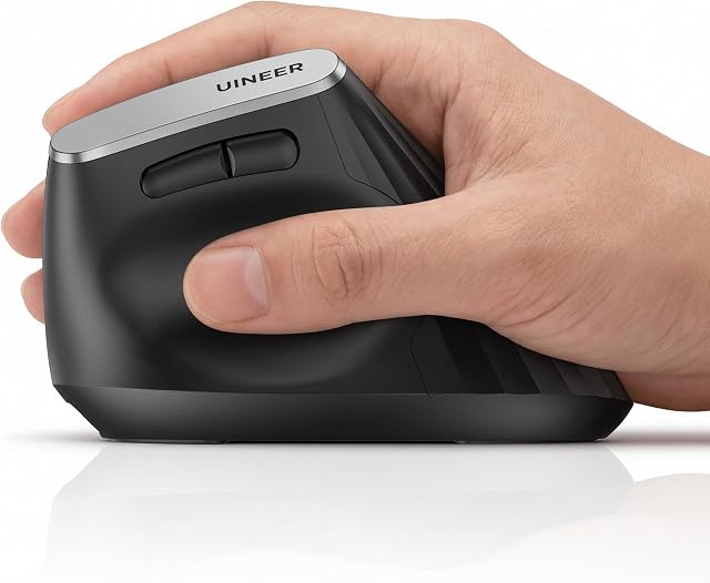 Uineer Ergonomic Wireless Mouse,Bluetooth Vertical Mouse with BT5.0/4.0/2.4G, Rechargeable with Battery Indicator,Ergonomic Design for Comfort and Reduced Wrist Strain for Home,Office Use