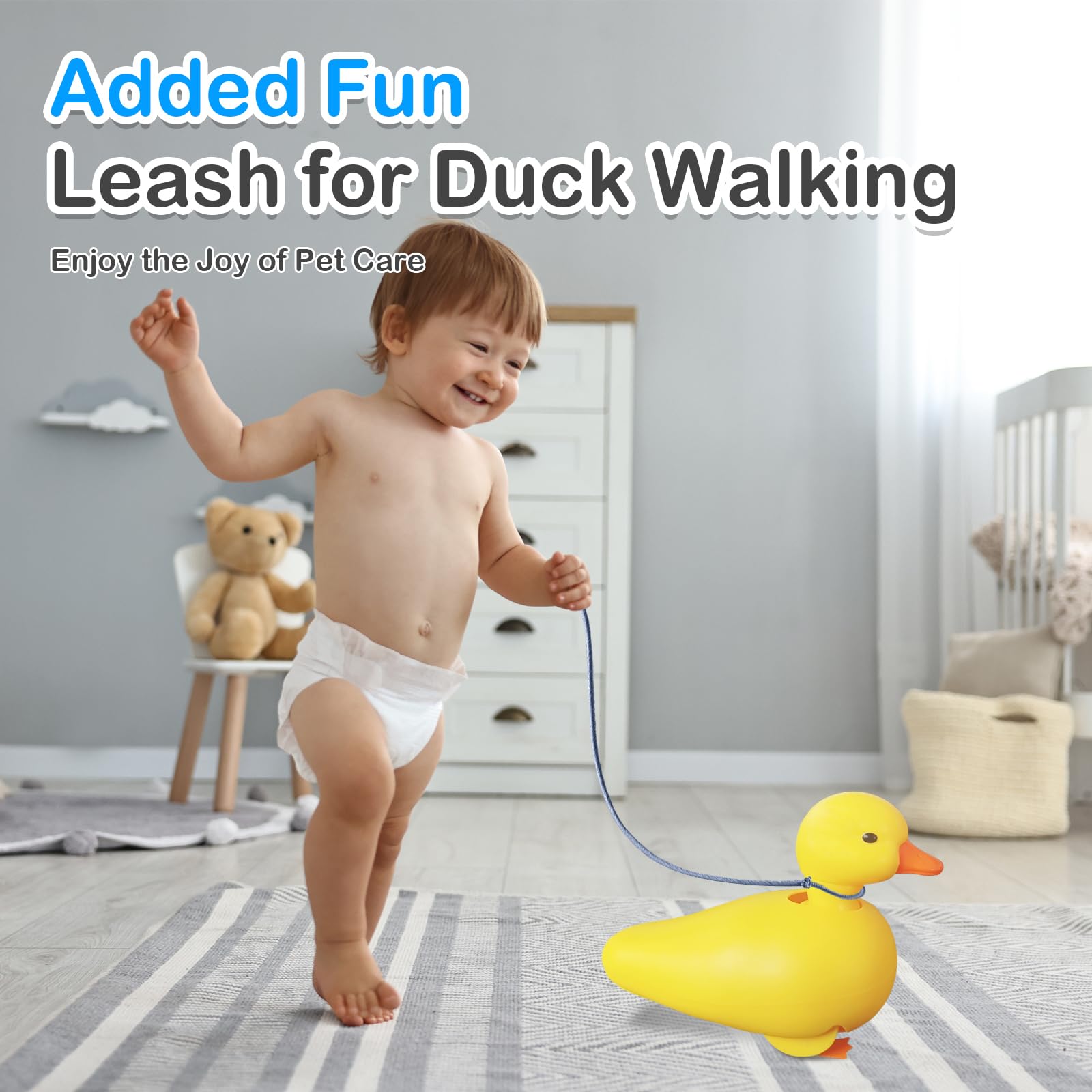 Juguetes de bañera y piscina de pato - Pato realista para caminar | Juguetes de baño impermeables para bebés, regalo para niños y niñas pequeños 5