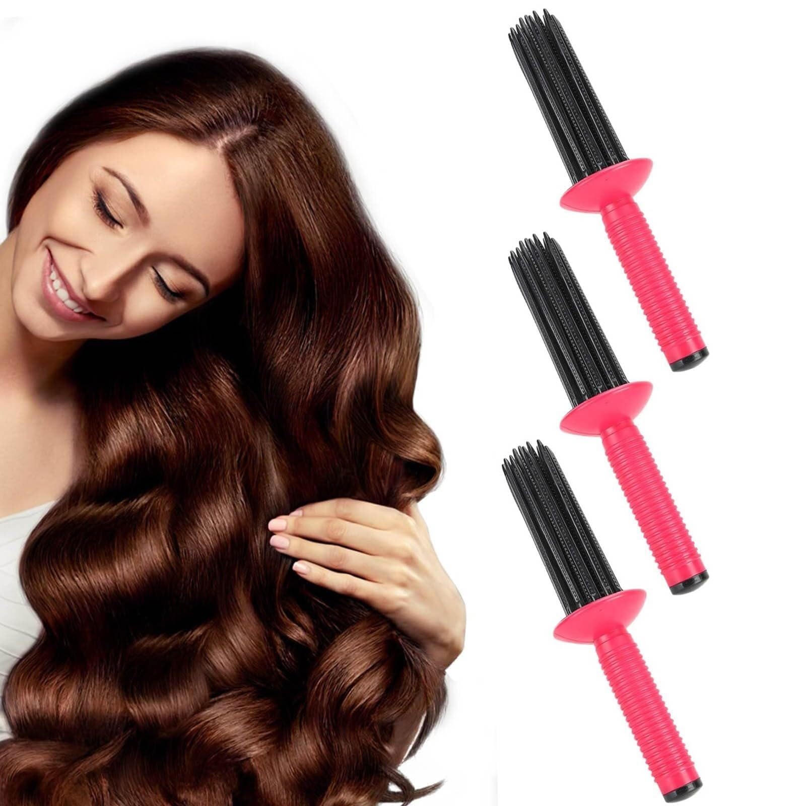 LCPKUTTR Curling Roll Comb,Hair Fluffy Curling Roll Comb,Round Heatless Hair Curler for Hair Styling,Curling Wand Comb Hair Dryer Accessories for Hair Curls 3PCS y0j627(3pc)