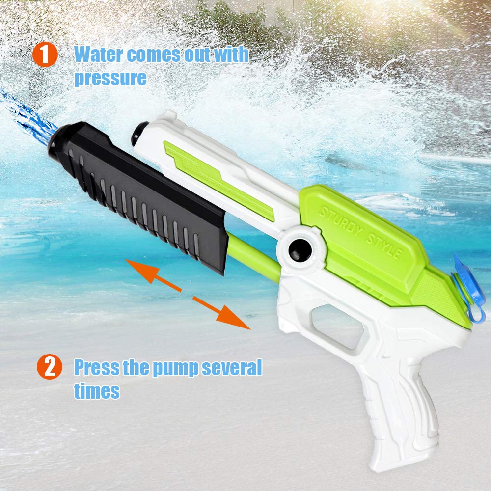 MOZOOSON Pack De 2 Pistolas De Agua De 400 Ml – Super Pistola Con Alcance De 8-12 M, Juguete Para Piscina Y Playa, Ideal Para Niños De 3 A 8 Años, Fácil De Usar Y Sin Fugas