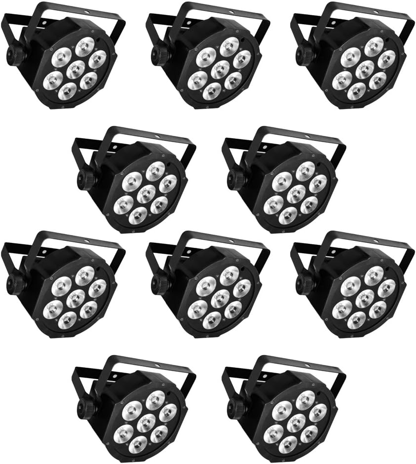 Stage Lights COB PAR 7pcs 8W RGBW LEDs Wash 15degree beam angle for Party Pub Club Church Theatre DJ Dancing Festival Christmas Halloween Holidays (Q PAR 708A X 10PCS)